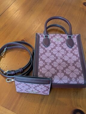 kate spade Pink Floral Jacquard Mini Satchel with Dark Rose Trim
